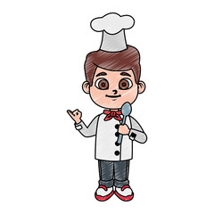 Cute chef boy cartoon vector illustration graphic design