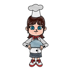 Beautiful chef girl cartoon vector illustration graphic design