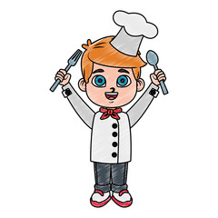 Cute chef boy cartoon vector illustration graphic design