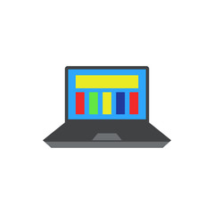 report on laptop flat icon. Element of programming colored icon for mobile concept and web apps. Detailed report on laptop flat icon can be used for web and mobile