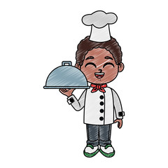 Cute chef boy cartoon vector illustration graphic design