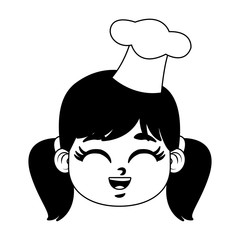 Beautiful chef girl cartoon vector illustration graphic design