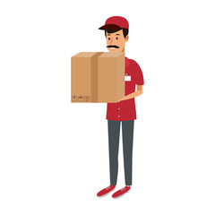 Courier holding box cartoon vector illustration graphic design