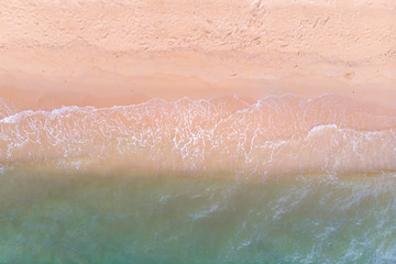 Fototapeta na wymiar Top view of beach in summer, Sea view, Beach in Thailand, captured by drone
