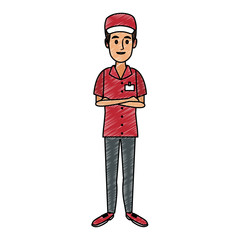 Courier deliveryman cartoon vector illustration graphic design