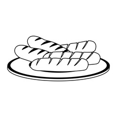Sausages on dish vector illustration graphic design