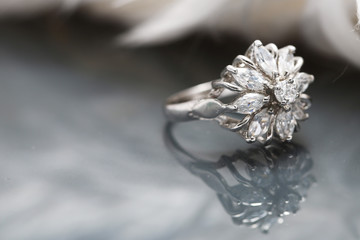 Fototapeta na wymiar Diamond flower ring , love symbol
