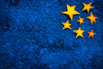 Stars frame. Drawn stars on blue background top view space for text