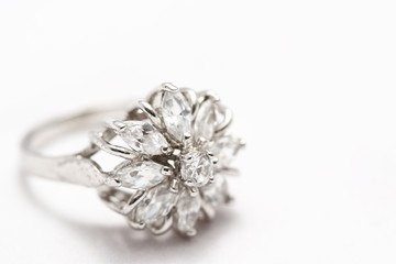 Diamond flower ring , love symbol