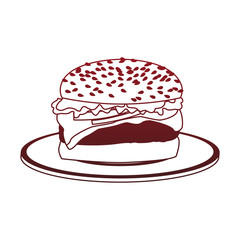 Hamburger on dish vector illustration graphic design