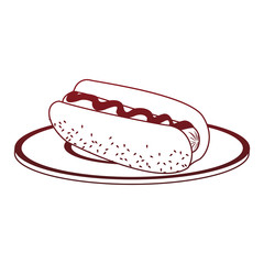 Hot dog on dish vector illustration graphic design