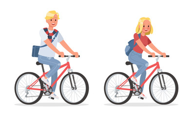 Vector set of students young man and young woman character design. no5