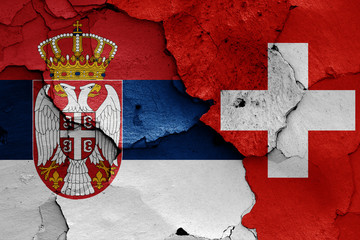 flags of Serbia and Switzerland