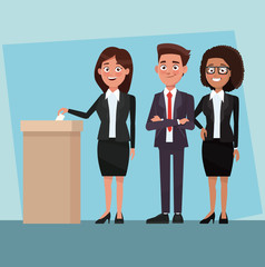 People depositing vote cartoons vector illustration graphic design