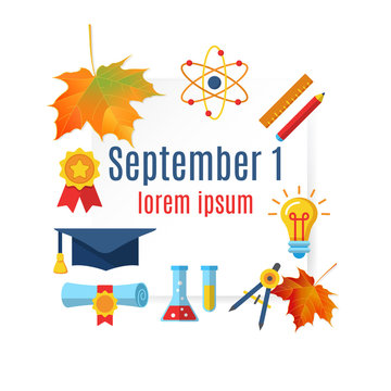 First September banner with school supplies