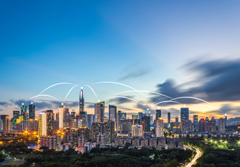 The concept of city scenery and data network in Shenzhen