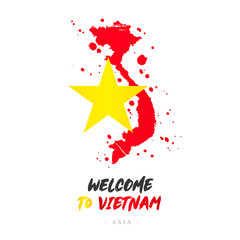 Welcome to Vietnam. Asia. Flag and map of the country
