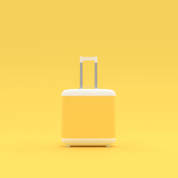 Travel suitcase pastel yollow color isolated