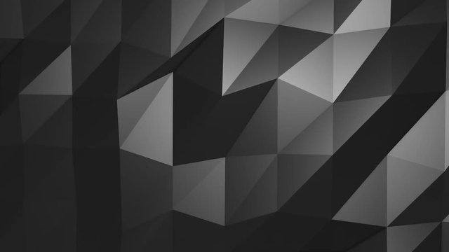 Abstract cg polygonal Black surface. Geometric low poly triangles motion background. 
