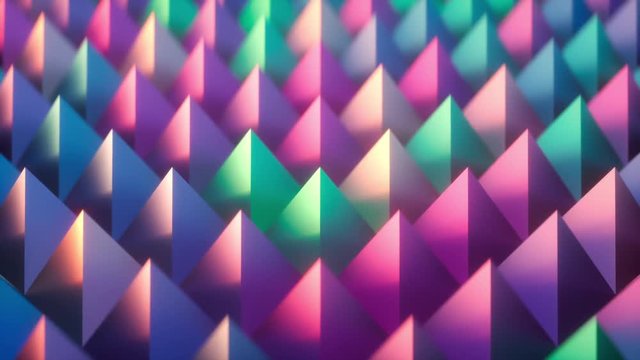 Abstract cg polygonal triangles multicolor surface. Geometric low poly bright triangles motion background.