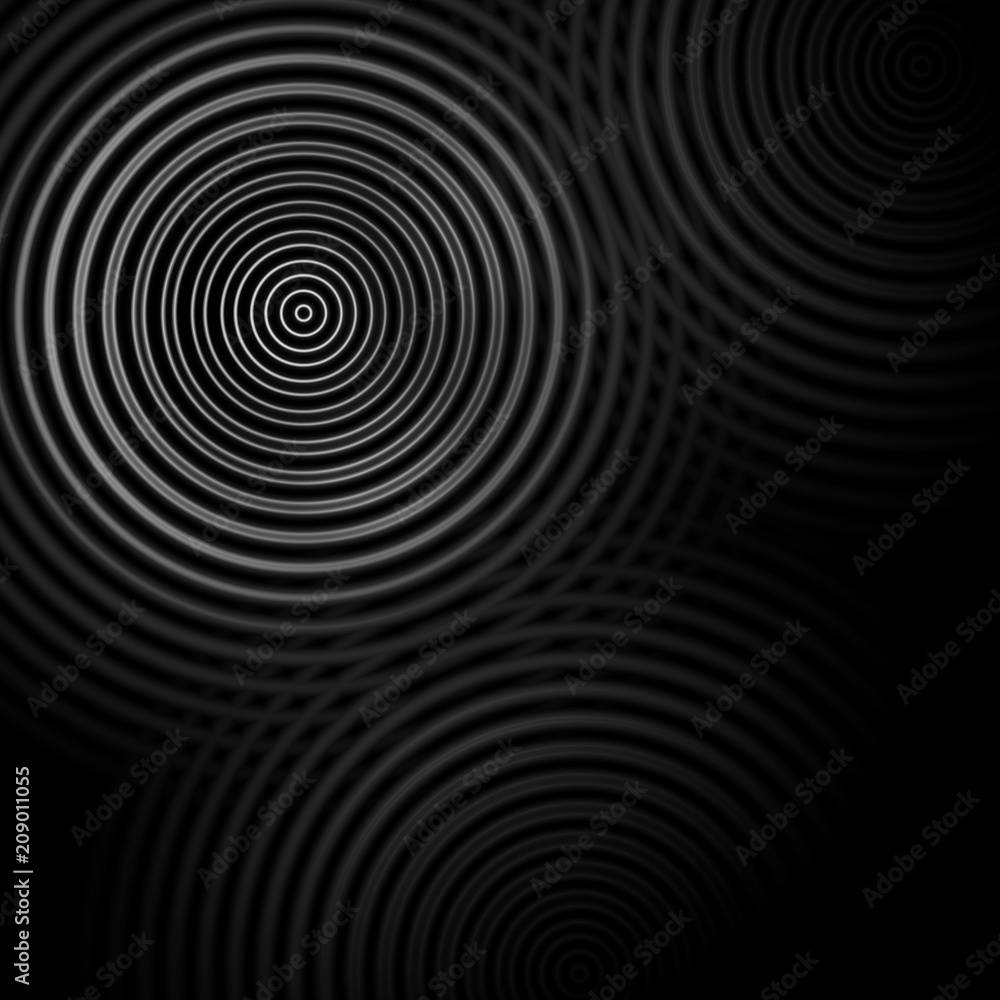 Poster abstract circle sound waves oscillating dark gray background