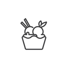 Ice cream bowl outline icon