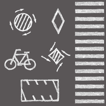 クレヨンで描いた路面標示