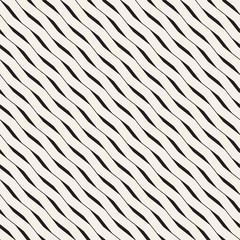 Vector Seamless Black and White Wavy Lines Pattern. Abstract Geometric Background