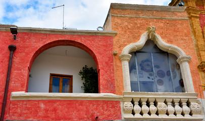 characteristic balconies of historic buildings nardò salento italy