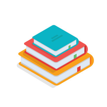 Isometric books icon. Vector illustration in flat style.
