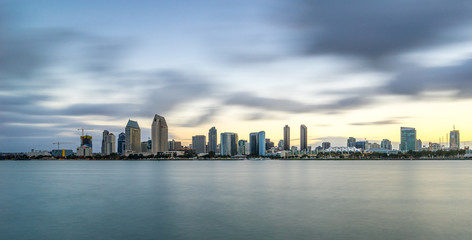 Fototapeta na wymiar Sunrise San Diego skyline from Coronado Island
