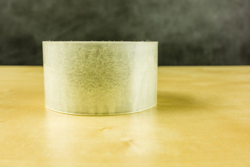 Transparent adhesive tape.