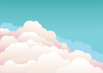 Blue sky with beautifull clouds.Vector nature background