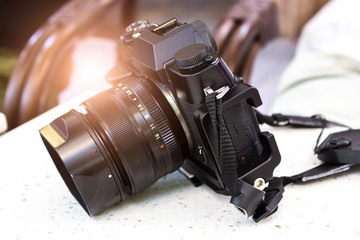A camera on the desktop