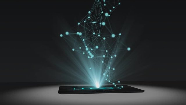 Blockchain holographic display mobile phone tablet device hologram technology