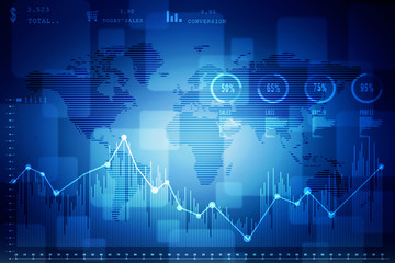 2d rendering Stock market online business concept. business Graph 
