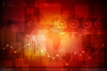 2d rendering Stock market online business concept. business Graph 
