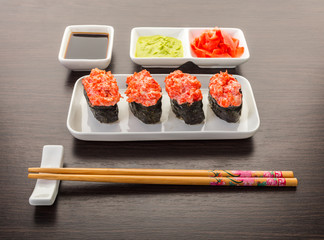 Japanese food, spicy gunkan roll