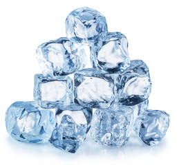 Ice cube pyramid. Clipping path.