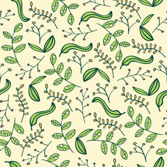 Fototapeta premium Doodle seamless pattern with leafs
