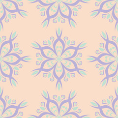 Fototapeta na wymiar Seamless floral pattern. Beige violet and blue background