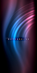 Neon glowing wave, magic energy and light motion background