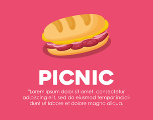 Infographic of picnic food concept with sandwich icon over pink background, colorful design. vector illustration