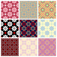 Seamless pattern.Set of Colored floral background