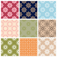 Floral seamless pattern. Colored set with flower elements. 