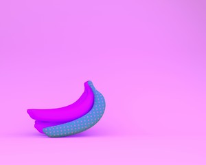 Fototapeta premium Colorful banana blue polka dots on pink pastel background. minimal idea food concept. An idea creative to produce work within an advertising marketing communications or artwork design.
