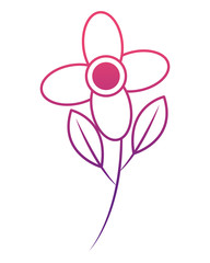 cute flower natural stem leaves image vector illustration neon design