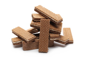 Chocolate wafers isolated on white background