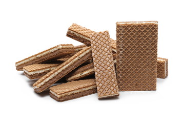 Chocolate wafers isolated on white background