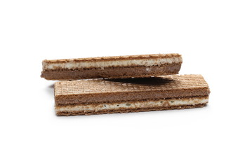 Chocolate wafers isolated on white background